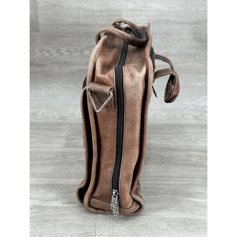 VTG Tumi Alpha Leather Briefcase Brown Expandable NO STRAP Wear Stains